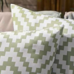 OHS 2 Pack Geometric Cushion Filled Water Resistant Outdoor Garden in Green - Size: 45 cm x 45 cm - thumbnail 3