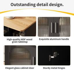 ModernLuxe Mobile kitchen island with extendable top in Black - thumbnail 6