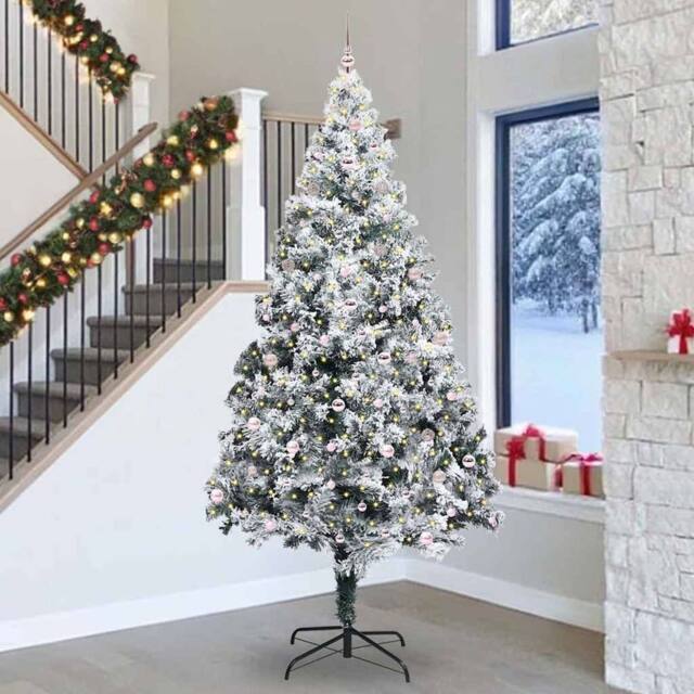 Berkfield Home Christmas Tree with 300 LEDs with Stand White 300 cm PVC - image 1