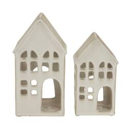 Lemon Pavilion Furniture and Decor Large House Tea Light Holder Decoration - L7 x W11 x H20 cm - White - thumbnail 3