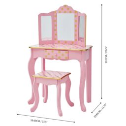 Teamson Kids Gisele Kids Dressing Table Vanity Set With Mirror Stool & LED Lights in Gold - thumbnail 4