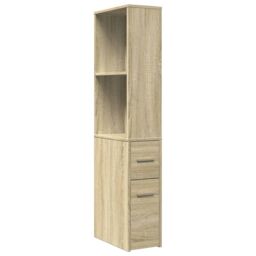 Berkfield Home Narrow Bathroom Cupboard with Wheels Sonoma Oak Engineered Wood in Brown - thumbnail 2