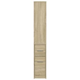 Berkfield Home Narrow Bathroom Cupboard with Wheels Sonoma Oak Engineered Wood in Brown - thumbnail 5