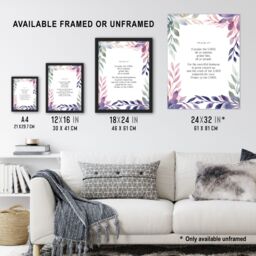 "Artery8 Wall Art Print Psalm 117 Praise the Lord All You Nations Bible Quote Poster in Purple - Size: W24"" x H32""" - thumbnail 3