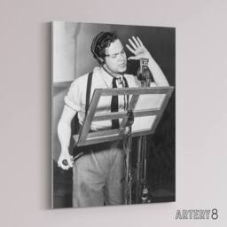"Artery8 Actor Orson Welles Studio Photograph Canvas Wall Art Print in Grey - Size: W18"" x H24""" - thumbnail 2