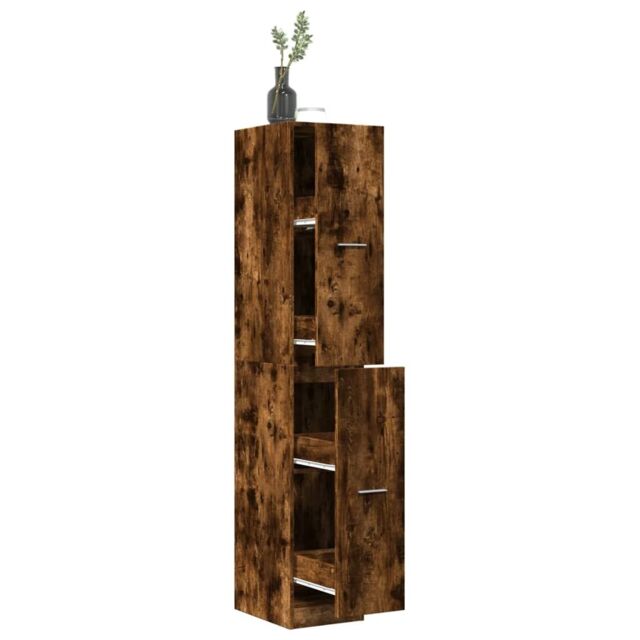 Berkfield Home Apothecary Cabinet¬†Smoked Oak 30x41x174.5 cm Engineered Wood in Brown - image 1