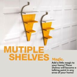 Marco Paul Set of 2 Ice Cream Floating Wall Shelves for Kids Bedroom Nursery Décor in Light Brown - thumbnail 4