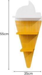 Marco Paul Set of 2 Ice Cream Floating Wall Shelves for Kids Bedroom Nursery Décor in Light Brown - thumbnail 2