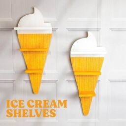 Marco Paul Set of 2 Ice Cream Floating Wall Shelves for Kids Bedroom Nursery Décor in Light Brown - thumbnail 3