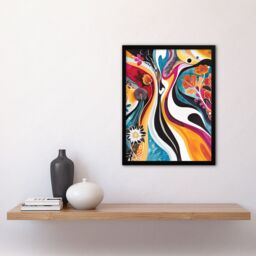 "Artery8 Bright Colourful Psychedelic Floral Painting Framed Art Print - Size: W12"" x H16""" - thumbnail 4