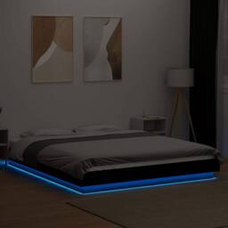 Berkfield Home Bed Frame with LED Lights without Mattress Black 150x200cm - Size: 150x200 cm - thumbnail 4