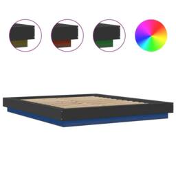 Berkfield Home Bed Frame with LED Lights without Mattress Black 150x200cm - Size: 150x200 cm - thumbnail 8