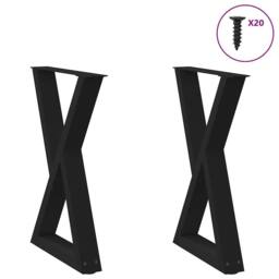 Berkfield Home Modern Dining Table Legs 2 pcs Black 50x(72-73.3) cm Steel - thumbnail 2