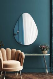 "MirrorOutlet The Lapillus - Frameless Pebble Wall Mirror 30"" X 20"" (76CM X 50CM) in Silver - Size: 1 Pack" - thumbnail 2