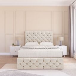 "Sloomy Watson Divan Bed Base 2 Drawers 12"" Footboard & 26"" Strutted Headboard in Cream - Size: King" - thumbnail 2
