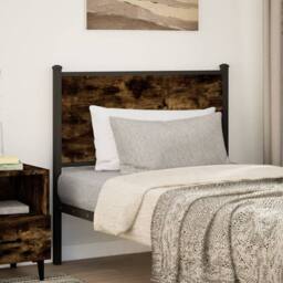 Berkfield Home Headboard Smoked Oak 90 cm Engineered Wood & Steel in Brown - thumbnail 3