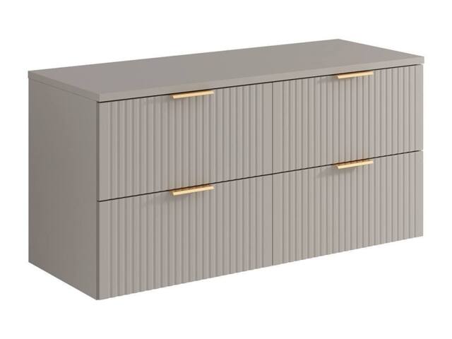 Vente-unique Striped Floating Vanity Unit With Shelf - Beige - W120 Cm - ZEVARA - image 1