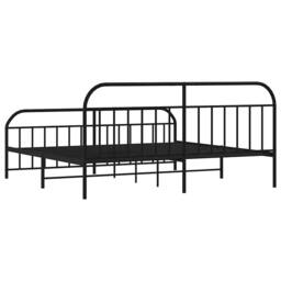 Berkfield Home Metal Bed Frame with Headboard & Footboard Black 193x203 cm - thumbnail 8