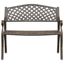 Berkfield Home Garden Bench 102 cm Cast Aluminium Bronze in Brown - thumbnail 3