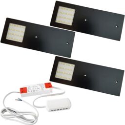 Loops 3x MATT BLACK Ultra-Slim Rectangle Under Cabinet Kitchen Light & Driver Kit - Natural White LED - thumbnail 1