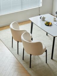 Nordlys Set of 2 Scandinavian Metal Dining Room Chairs in Beige - thumbnail 6