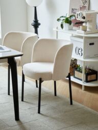 Nordlys Set of 2 Scandinavian Metal Dining Room Chairs in Beige - thumbnail 2