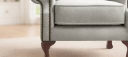Somnior Chesterfield Queen Anne Scrolled Arm Chair Sherpa Fabric in Silver - Size: 1 Seater - thumbnail 2