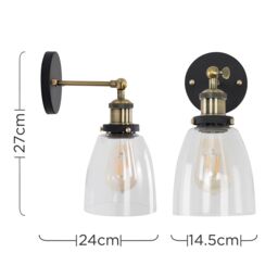 ValueLights Ambrose Industrial Pair of Gold Indoor Wall Lantern - thumbnail 6