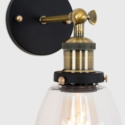 ValueLights Ambrose Industrial Pair of Gold Indoor Wall Lantern - thumbnail 4