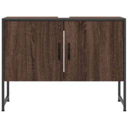 Berkfield Home Sturdy Bathroom Sink Cabinet Brown Oak 80x33x60 cm Engineered Wood - Size: 80 x 33 x 60 cm - thumbnail 5