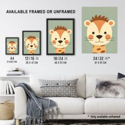 "Artery8 Wall Art Print Cute Zoo Animal Graphic Artwork Soft Pastel Colour Geometric Shapes Kids Bedroom Painting Art Framed - Size: W12"" x H16""" - thumbnail 3