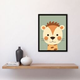 "Artery8 Wall Art Print Cute Zoo Animal Graphic Artwork Soft Pastel Colour Geometric Shapes Kids Bedroom Painting Art Framed - Size: W12"" x H16""" - thumbnail 4