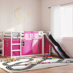 Berkfield Home Elegant Bunk Bed without Mattress with Slide & Curtains Pink 90 - thumbnail 2