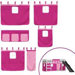 Berkfield Home Elegant Bunk Bed without Mattress with Slide & Curtains Pink 90 - thumbnail 4