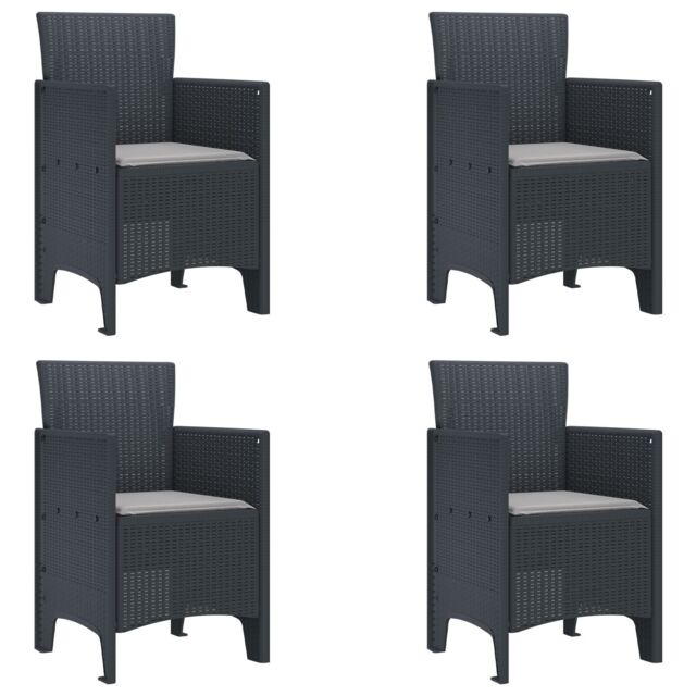Berkfield Home Garden Chair Set of 4 Anthracite, Light grey - image 1