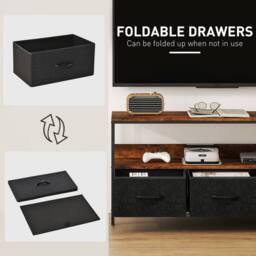 Wyld Haus Avasoro 120cm Rustic Brown TV Storage Unit 3 Foldable Fabric Drawers - thumbnail 4