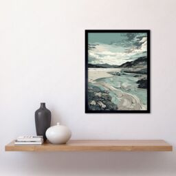 "Artery8 Wall Art Print Luskentyre Beach Coastal Landscape Art Framed in Black - Size: W12"" x H16""" - thumbnail 2