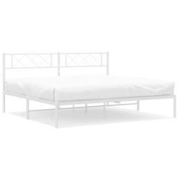 Berkfield Home Metal Bed Frame with Headboard White 183x213 cm - thumbnail 1