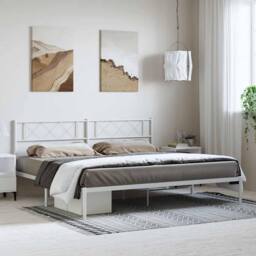 Berkfield Home Metal Bed Frame with Headboard White 183x213 cm - thumbnail 2