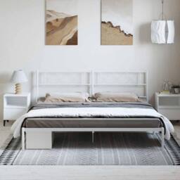 Berkfield Home Metal Bed Frame with Headboard White 183x213 cm - thumbnail 3
