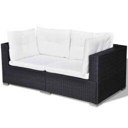 Berkfield Home Modern 6 Piece Garden Lounge Set with Cushions Poly Rattan Black - thumbnail 5