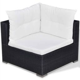 Berkfield Home Modern 6 Piece Garden Lounge Set with Cushions Poly Rattan Black - thumbnail 6