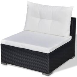 Berkfield Home Modern 6 Piece Garden Lounge Set with Cushions Poly Rattan Black - thumbnail 7