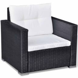 Berkfield Home Modern 6 Piece Garden Lounge Set with Cushions Poly Rattan Black - thumbnail 8