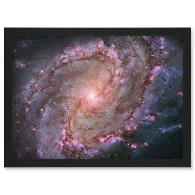 Artery8 Hubble Space Telescope Image Spiral Galaxy M83 Red Blue Purple Star Formation Southern Pinwheel Supernova Remnants & Star Clusters Art Print - image 1