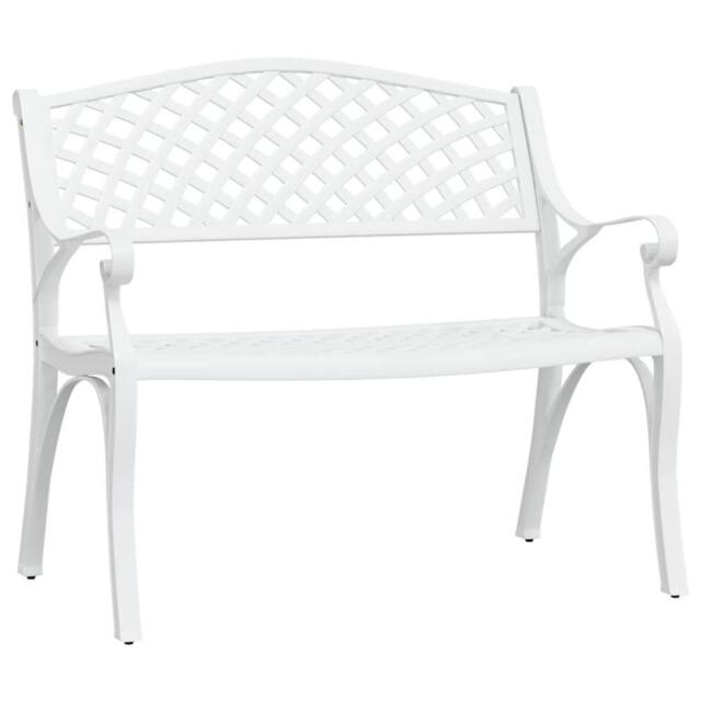 Berkfield Home Garden Bench 102 cm Cast Aluminium White - image 1