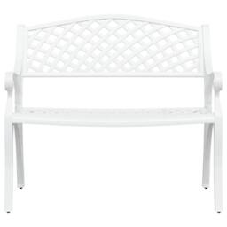 Berkfield Home Garden Bench 102 cm Cast Aluminium White - thumbnail 3