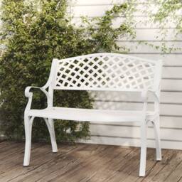 Berkfield Home Garden Bench 102 cm Cast Aluminium White - thumbnail 2