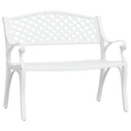 Berkfield Home Garden Bench 102 cm Cast Aluminium White - thumbnail 1