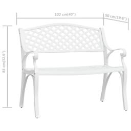 Berkfield Home Garden Bench 102 cm Cast Aluminium White - thumbnail 7
